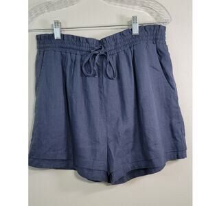 "New In" Shorts Womens Large Linen Blend Elastic Waist Shorts Casual Comfort NWT